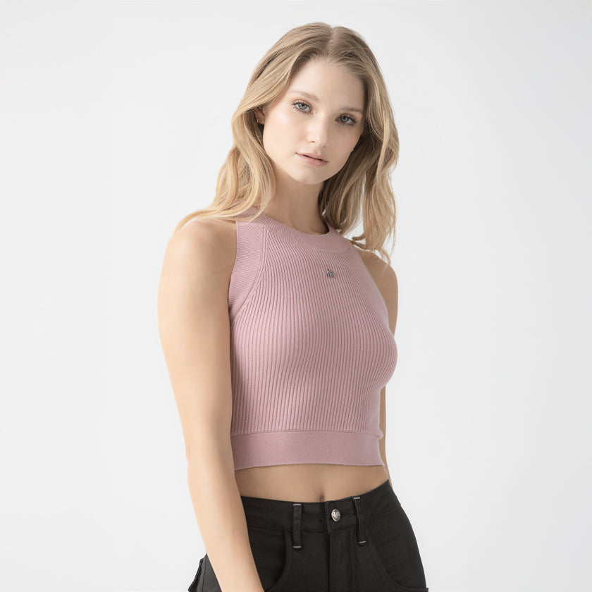 FAIRY KNITTED CROP TOP WOODROSE W