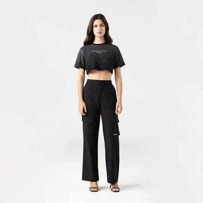 TESSIE CROP TOP BLACK W