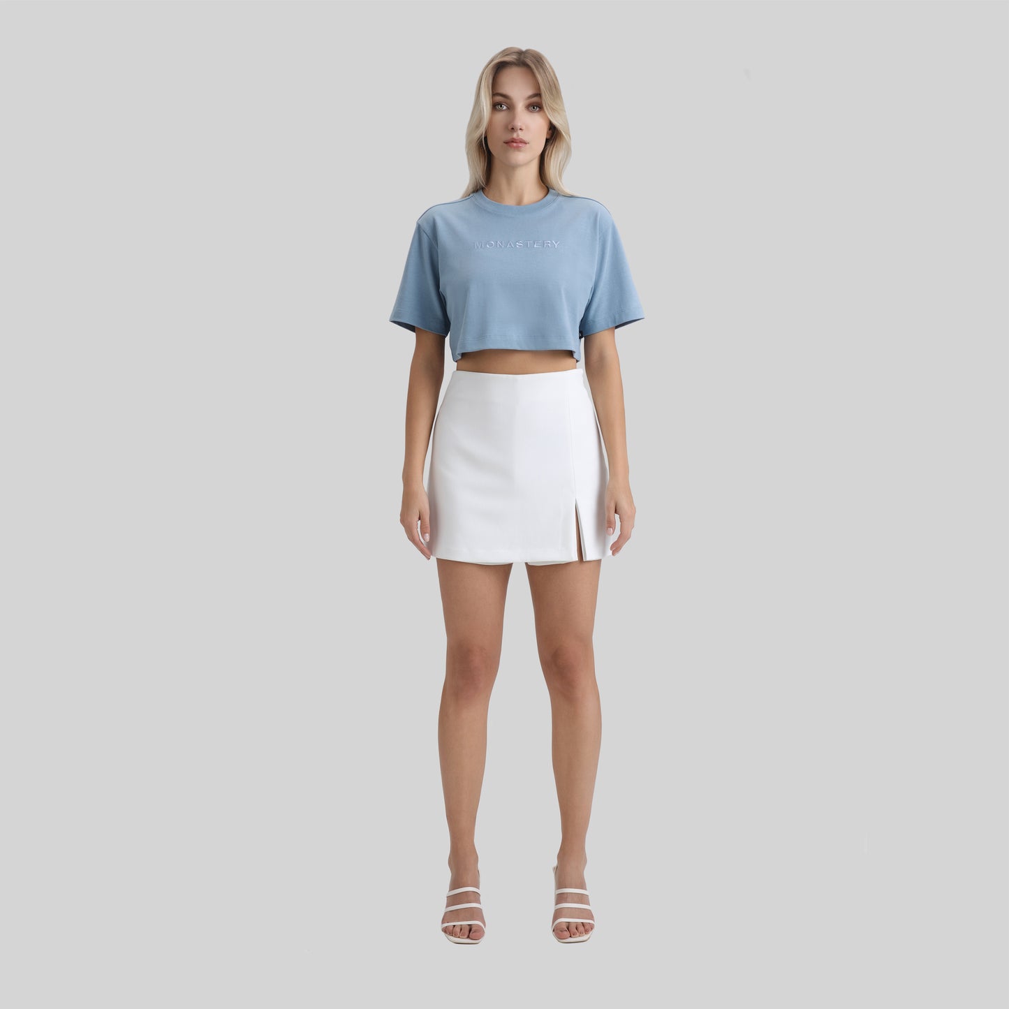 VETTEL CROP TOP FADED DENIM W